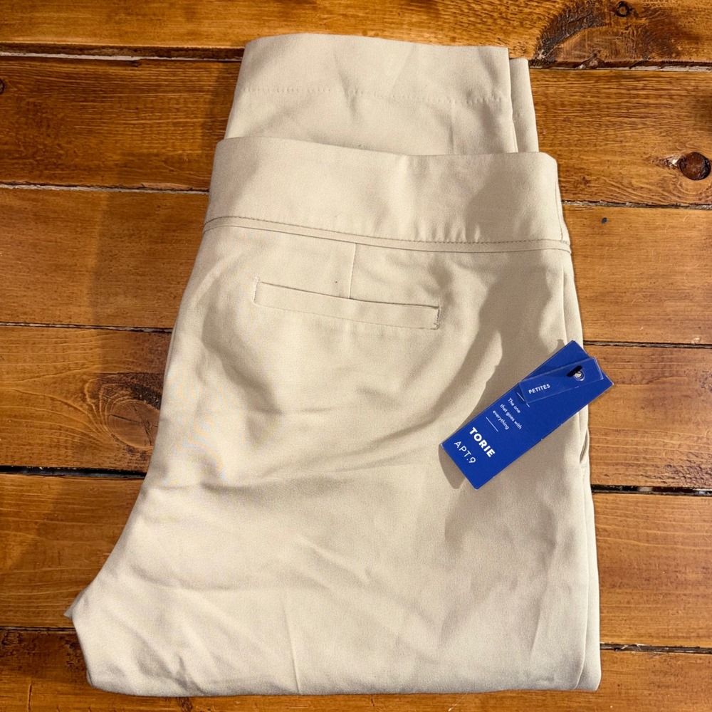 Apt. 9 Torie‎ Capri Pants Womens 8P Petite Beige Khaki Stretch Cotton Blend NEW